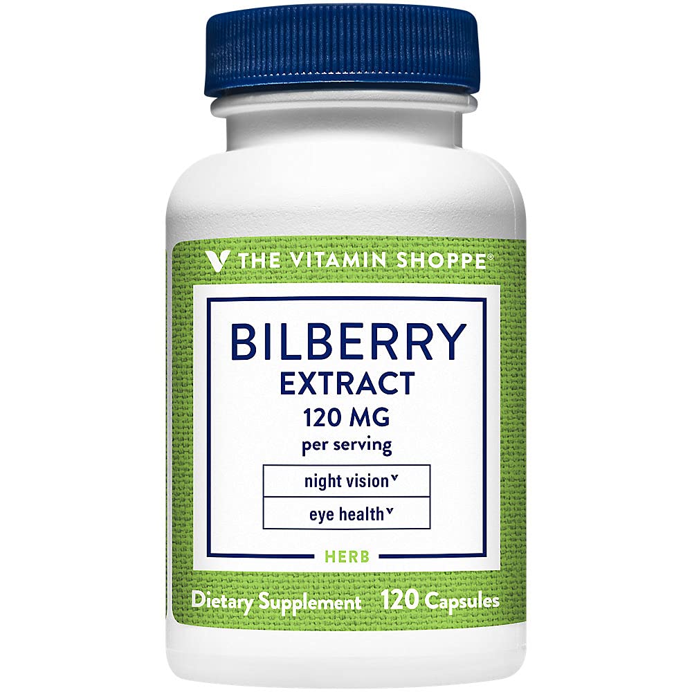 The Vitamin Shoppe Bilberry Extract 120MG, Antioxidant that Promotes (120 Capsules) 120 Count (Pack of 1)