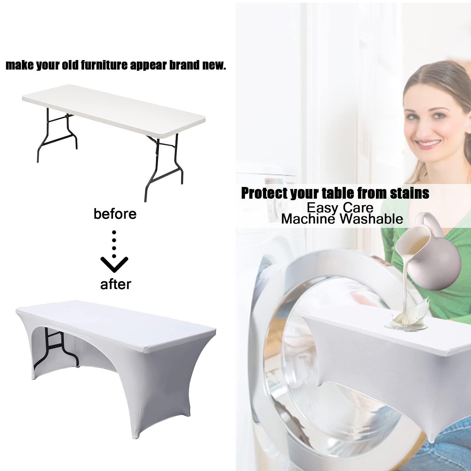 Tovaglia Elasticizzata Da 183 X 75 X 75 Cm, per Tavoli Rettangolari Con