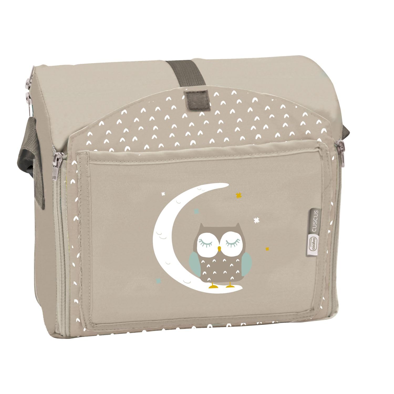 Asalvo BOOSTER CUSCUS Trona de Viaje para bebés hasta 15 kg, Plegable, Arnés de seguridad, bolsillo, Respaldo 25 cm, Búho Beige