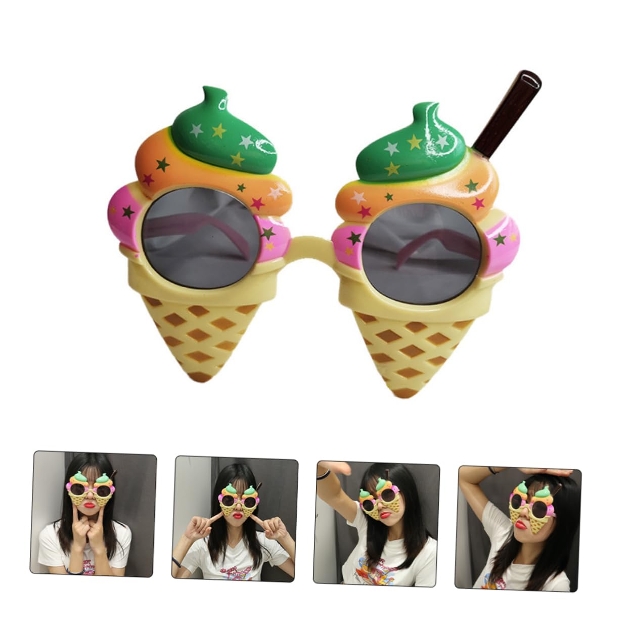 SHERCHPRY 3juegos Gafas De Sol Diseño De Helado Para y Fotografía Accesorios Divertidos Para Adultos y Niñas