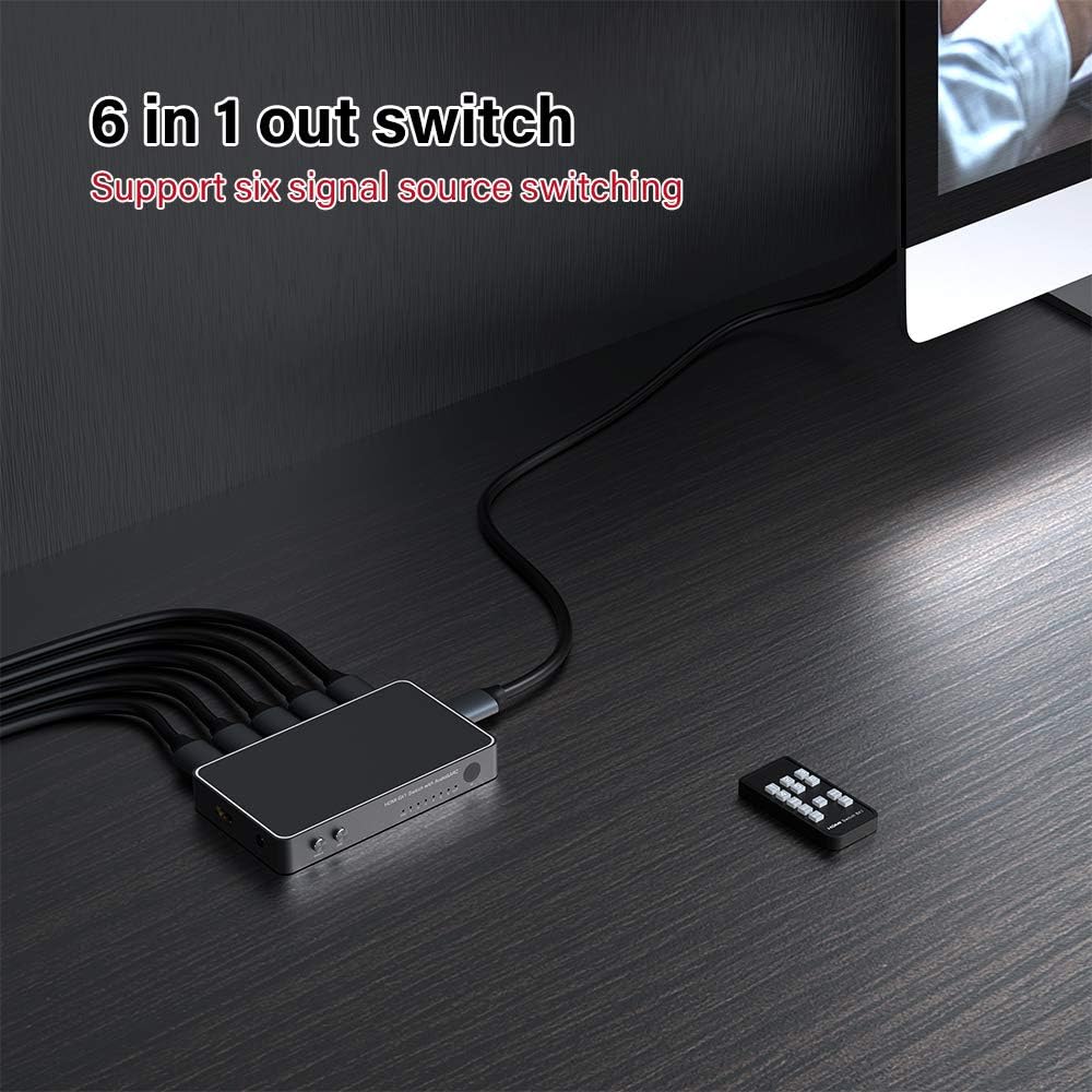 Super Big Clearance! KLKE 4K HDMI Switch KLKE 6x1 Audio Extractor 6 Port HDMI Switcher Box with Remote HDMI Multi Ports Switch 6 in 1 Out Supports Optical Toslink 3.5mm Audio and ARC 🛒 Flash Sale KLKE 4K HDMI Switch KLKE 6x1 Audio Extractor 6 Port HDMI Switcher Box with Remote HDMI Multi Ports Switch 6 in 1 Out Supports Optical Toslink 3.5mm Audio and ARC