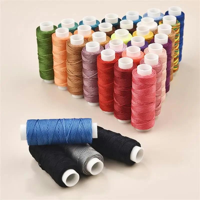 Hilo de Coser，Hilo de poliéster Hilo de Coser, cordón de Hilo Encerado de Cuero de 0,65 mm(23)