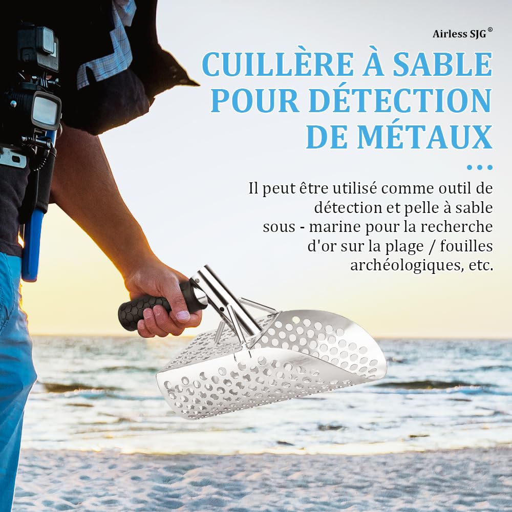 Paletta per il Rilevamento di Metalli, Caccia ai Tesori sulla Spiaggia - Design ergonomico e di Alta Qualità con Asta in Acciaio Inox