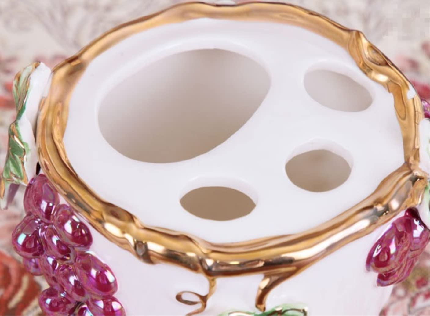 Accessori Bagno,Dispenser Set di Accessori per Il Bagno Bagno in Ceramica D'uva Set da Bagno in Cinque Pezzi Spazzolatura Pratica Tazza Regalo Europeo Portasaponetta