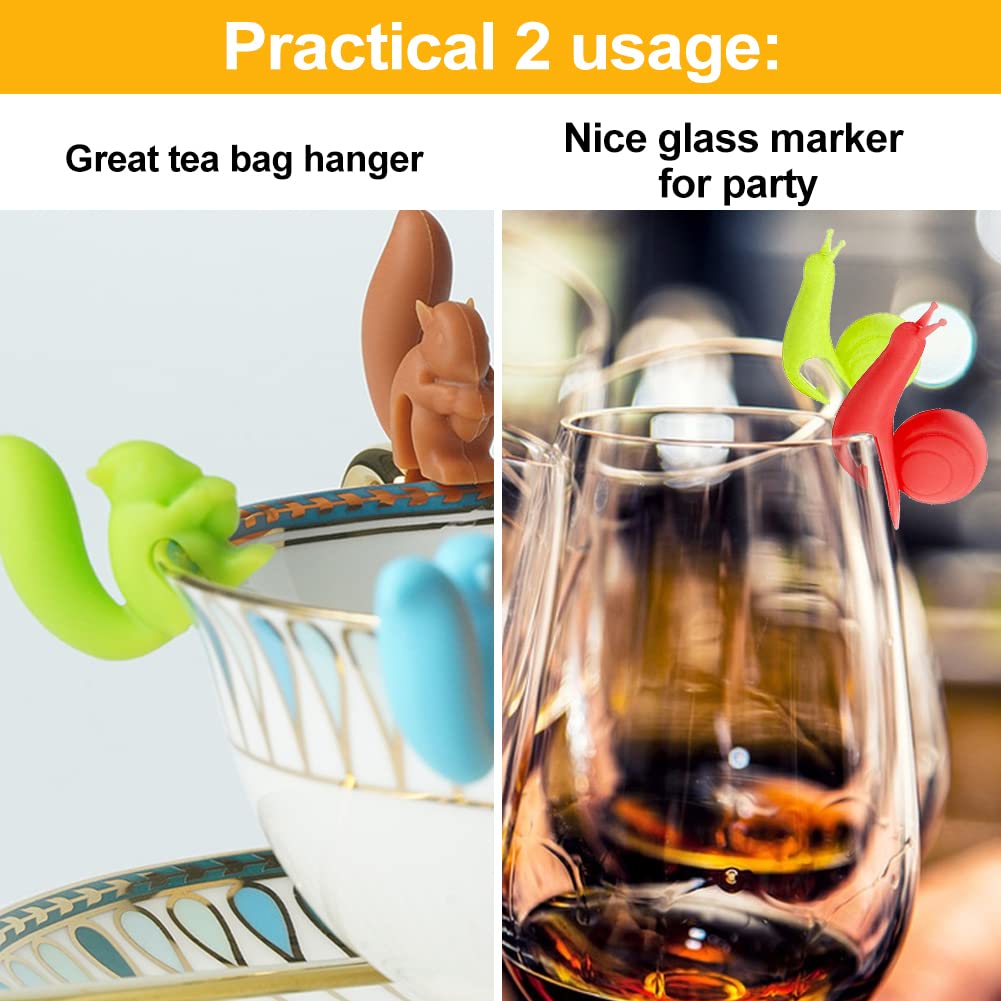 10 Portabustine Da Tè A Forma Di Lumaca E Scoiattolo - Segnaposto Carini Per Tazze - Foto 8