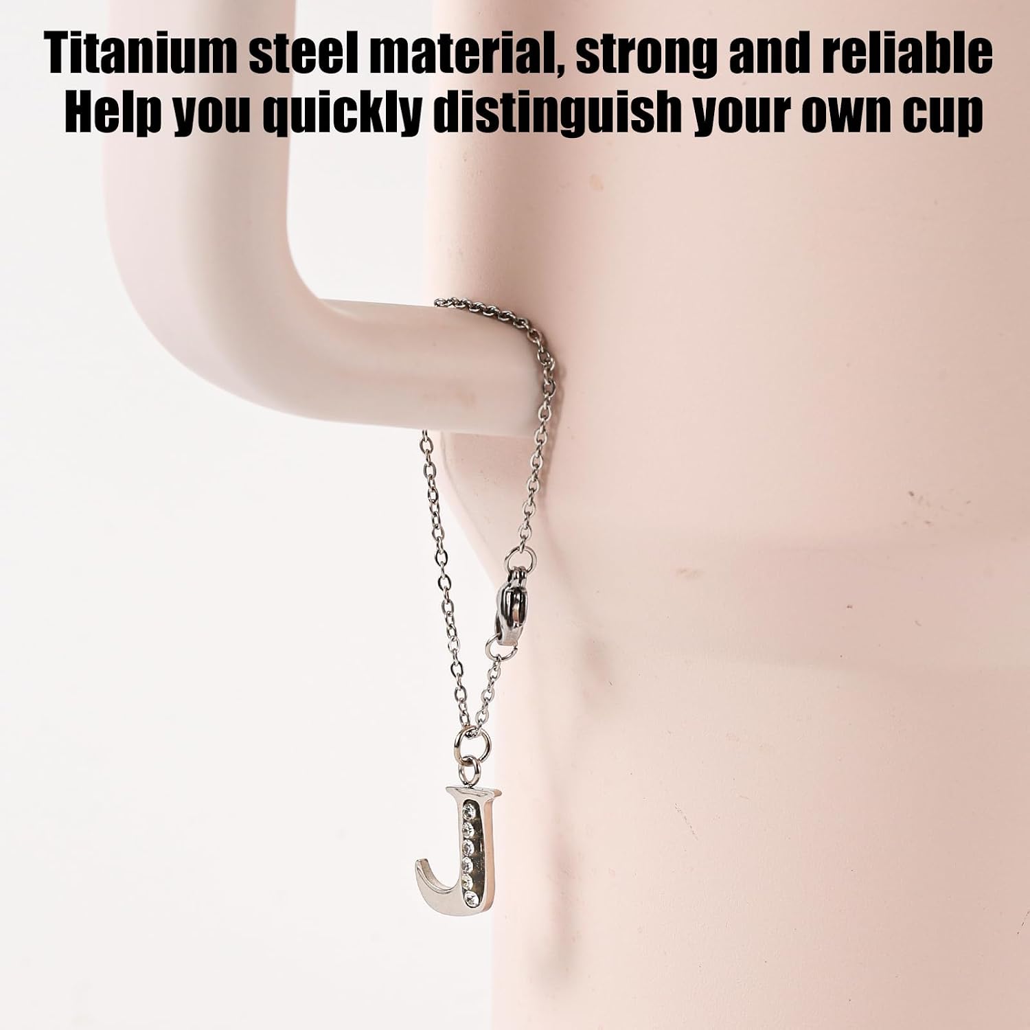NQEUEPN Letter Pendant for Stanley Cup, Rhinestones Pendant Alphabet Chain Personalized Identification Name ID Letter Handle Accessories for Water Bottle Tumbler Stanley Cup