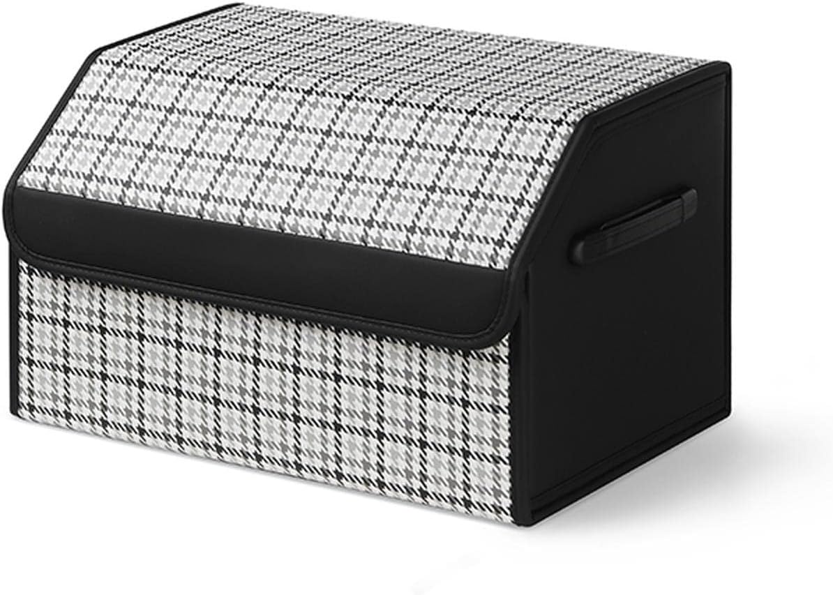 Car Trunk Organizer, Trunk Organizers and Storage, Leather Car Trunk Organizer with Handles for Car Storage, Car Trunk Organizer Keeps its Shape (Gray : Black)