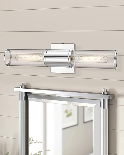 Miniatura 8 de VL834-CH-CL - Lámpara de pared cromada para baño, lámpara de pared cromada en cristal transparente, lámpara de pared moderna arriba y abajo, para