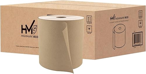 Highmark® Toallas de Papel Hardwound, 8" x 800', 100% Recicladas, Natural, Caja De 6 Rollos