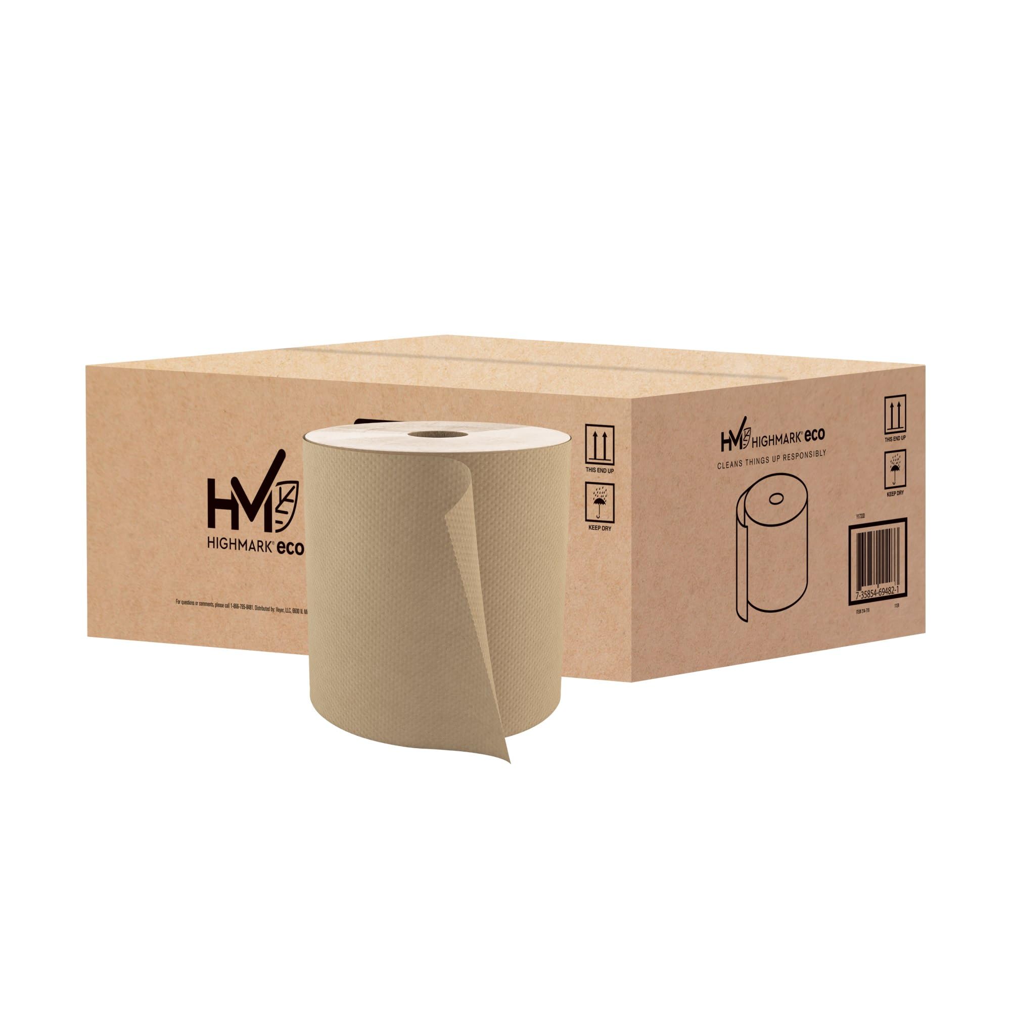 Highmark Hardwound Paper Towels, 8 inch x 800 feet, Case of 6 Rolls