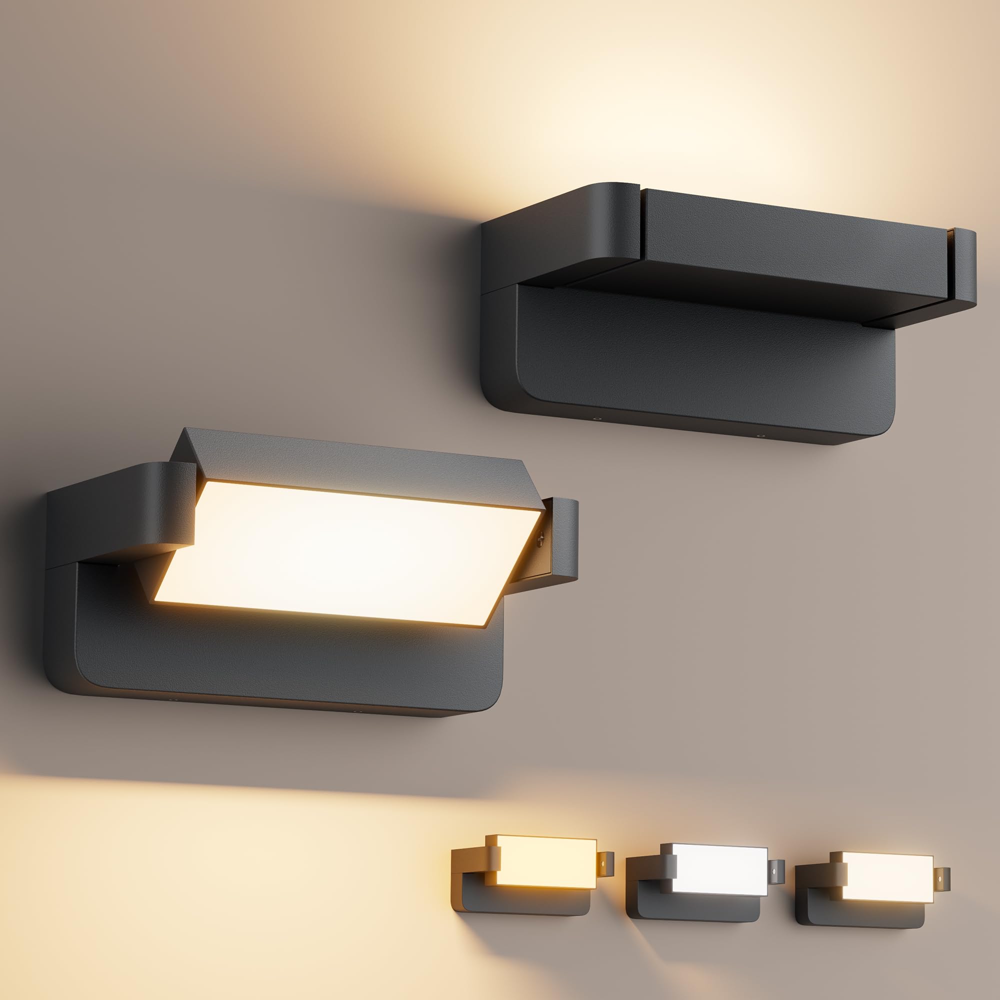 2 Stück 24W LED Wandleuchte Aussen/Innen Anthrazit