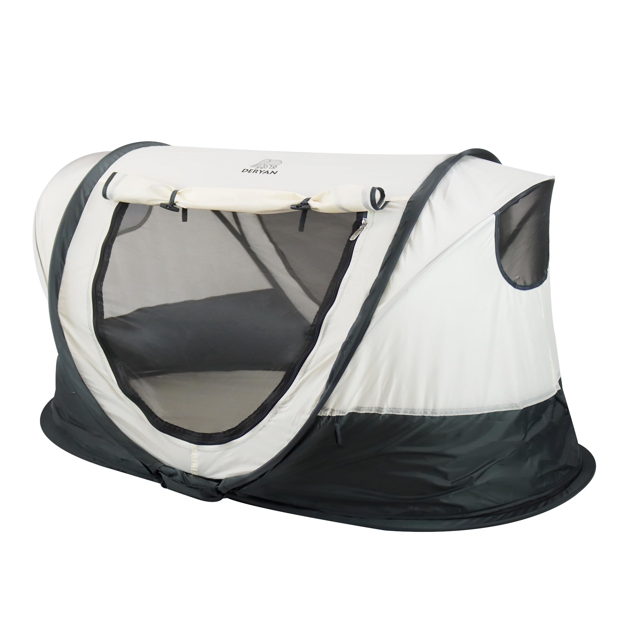 Deryan Shane Lit de Voyage Pour Petits Enfants Avec Matelas - De la Naissance Jusqu'à 3 ans - Tente Bébé Pop-Up Montée en 2 Secondes - Moustiquaire et Sac de Voyage Inclus - 120x70x60 cm (Crème)