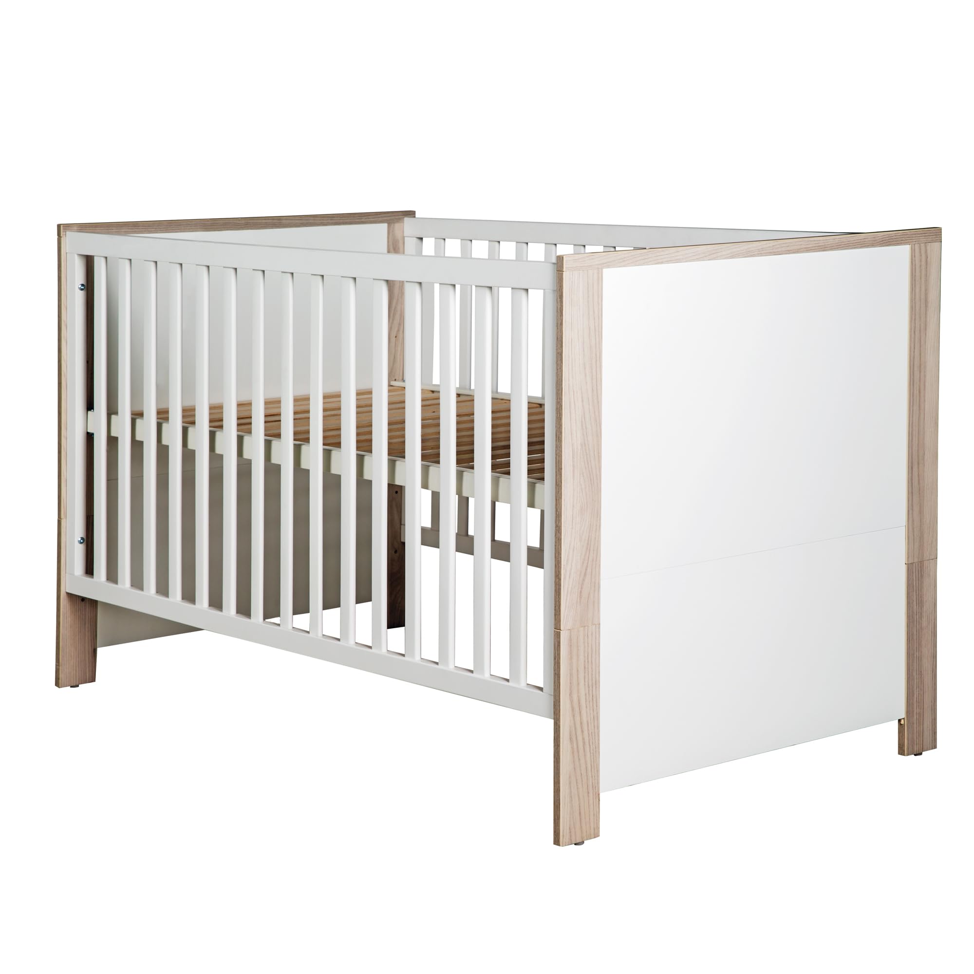 roba Chambre Bébé Complète Olaf - Lit Évolutif 70 x 140 cm + Commode à Langer + Armoire à 3 Portes - Blanc / Décor Bois