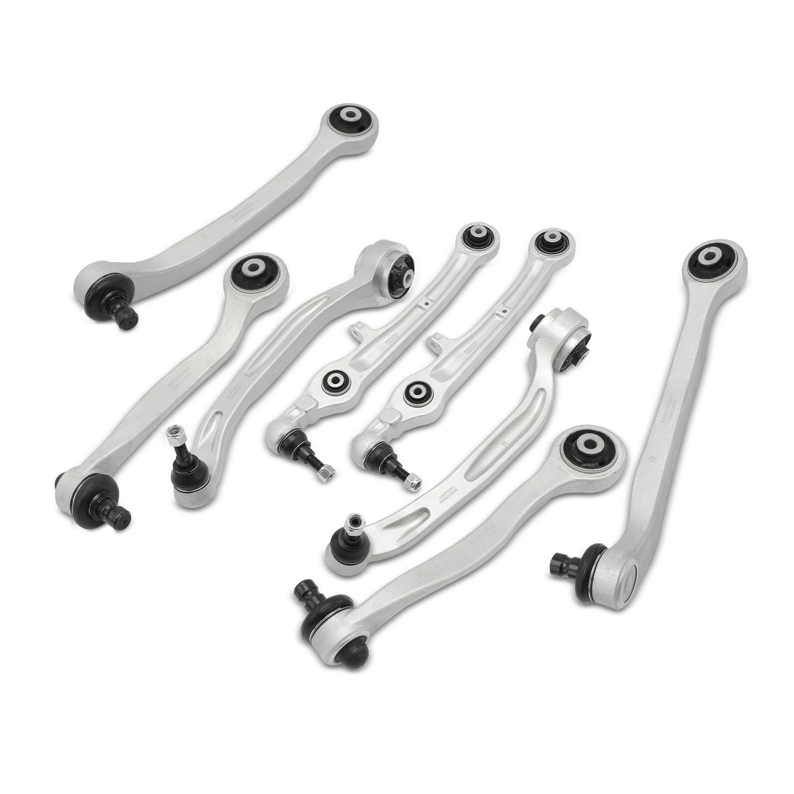 Frankberg Jeu de bras de suspension 8 pièces Compatible avec A6 4F2 C6 2.0L-5.2L 2004-2011 A6 Allroad 4FH C6 2.7L-4.2L 2006-2011 A6 Avant 4F5 C6 2.0L-5.2L 2004-2011 Remplacer# 4E0407506B