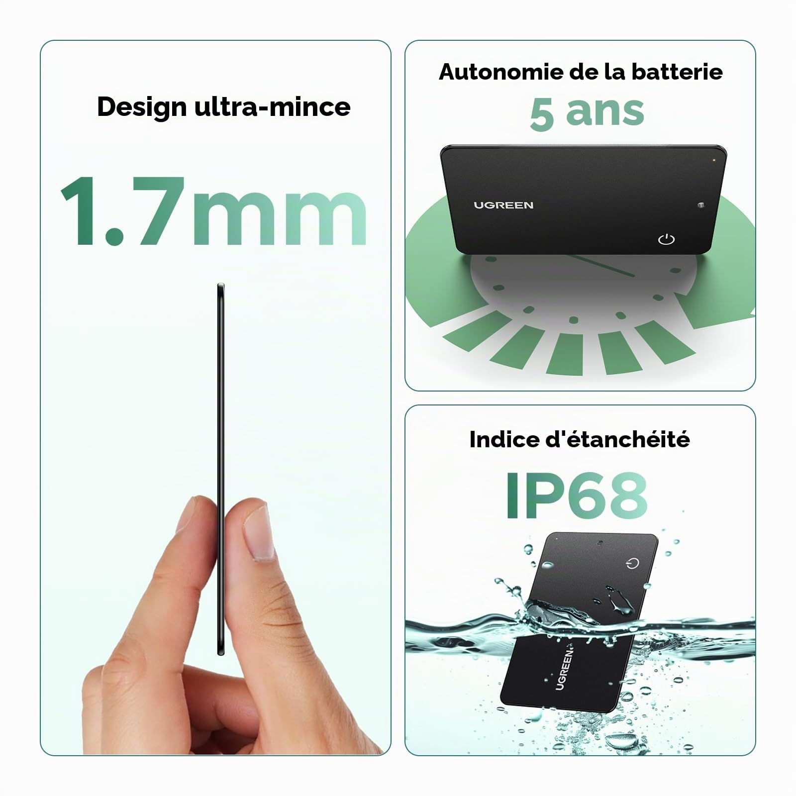 UGREEN FineTrack Slim G et FineTrack G Smart Tag Traceur Fonctionne avec Find Hub Android Uniquement