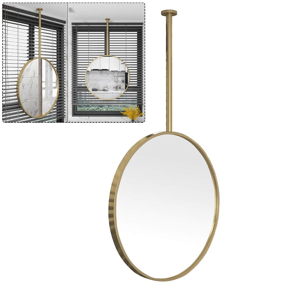 Specchio Espejo redondo de metal para colgar en el techo | Diseño de barra para colgar en entradas, pasillos o baños, espejos grandes, espejo decorativo para el hogar, hoteles o centros comercial