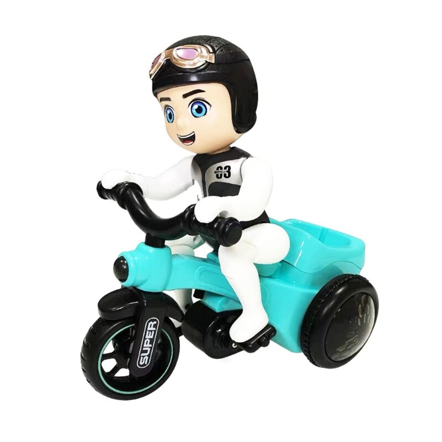 Natchcart Bump and Go Toy with 4D Lights, Dancing Toy, Battery Operated Toy- Multi Color (Kid Stunt Tricycle)