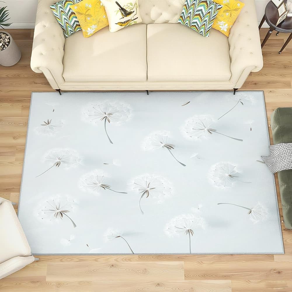 Genérico Upadający mniszek lekarski dywan do pokoju dziecięcego 180 x 240 cm - miękkie światło antypoślizgowe i nadające się do prania flanelowy dywan do salonu, pokoju zabaw, przedpokoju wystrój domu