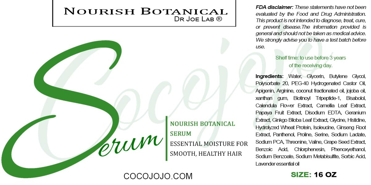 Dr Joe Lab Nourish Botanical Hair Serum - Moisturizing Hair Serum - 16 oz - A Hydrating, Deep Conditioning, Anti-Frizz, Sleek & Shine Serum for Dry, Hard-to-Manage Hair