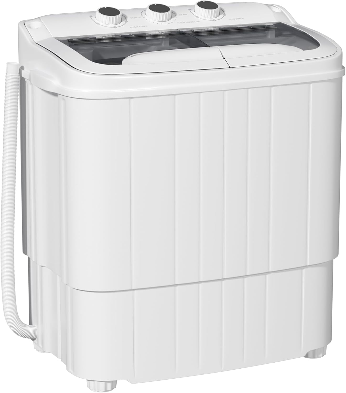 INTERGREAT Portable Washing Machine, 16lbs Compact Portable Washer(9.6lbs) and Dryer(6.4lbs) Combo with Timer Knobs, Twin Tub Mini Laundry Washer for Apartments, Dorm, Rv, Camping, Gray