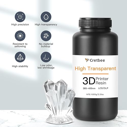 Miniatura 2 de Resina de impresión 3D ultratransparente, alta transparencia, bajo amarilleo, resina fotopolimérica de 385-405 nm para gafas, auriculares y