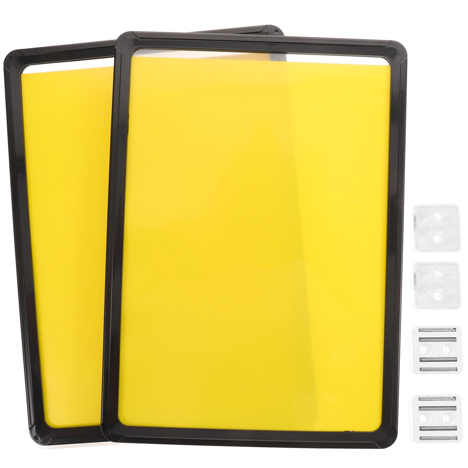 FOMIYES 2pezzi Porta Cartelli Magnetici in Abs Giallo Struttura Forte e Stabile, Etichette Magnetiche Flessibili per Prezzi in Negozio o Magazzino