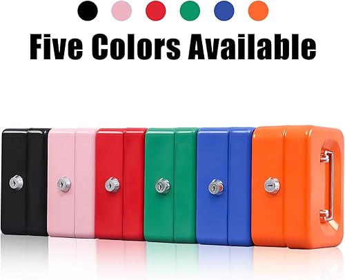 Miniatura 5 de KYODOLED Caja de efectivo con bandeja de dinero,Pequeña caja de seguridad con llave,Cajón de efectivo