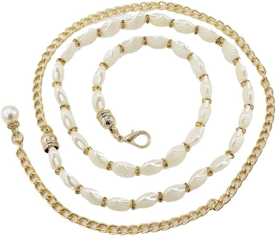 Women's Sweet Pearl Inlaid Waist Chain Dress Hook Decoration Thin Belt Women
