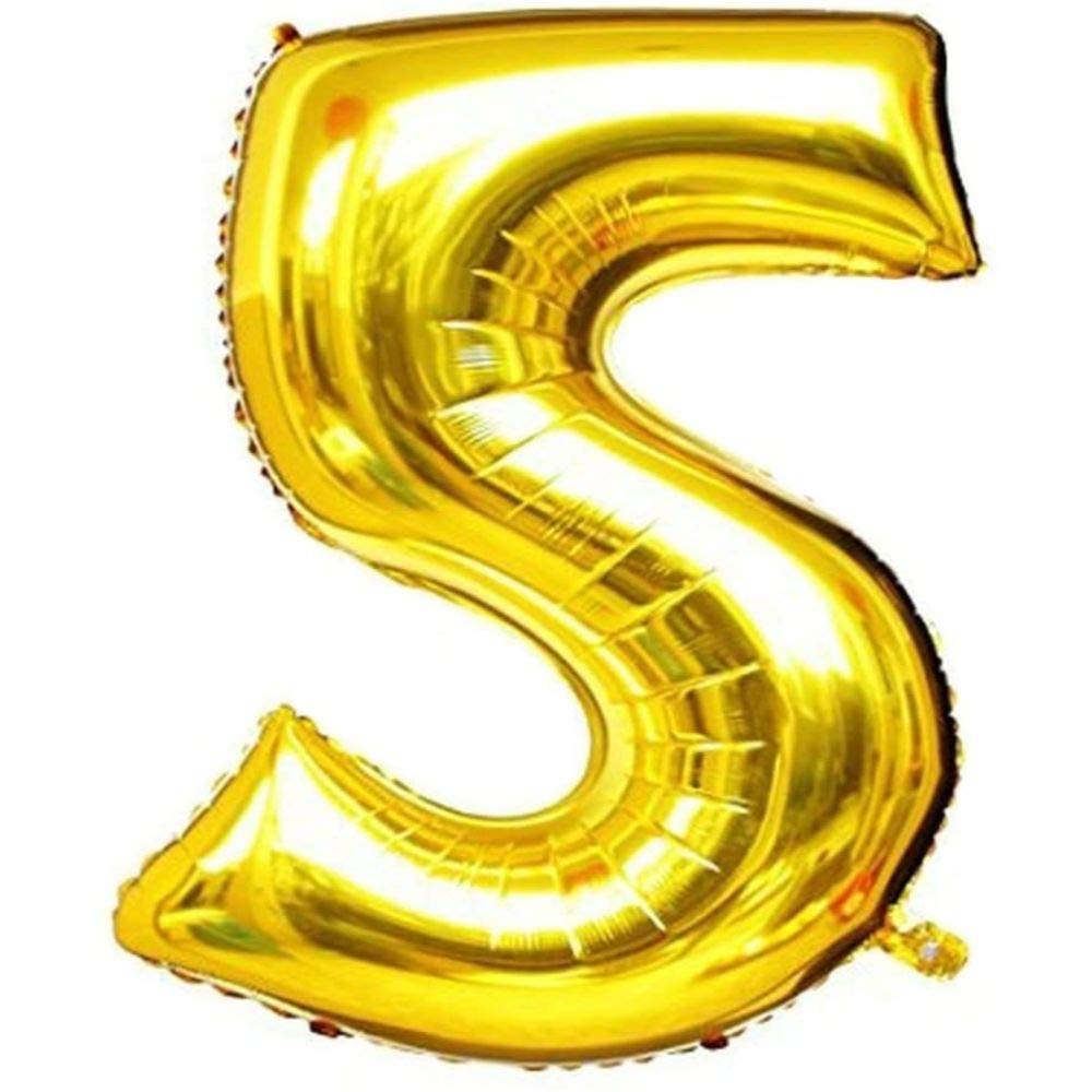HOTKEI 16" Aluminum Film Number Party Balloon for Birthday| Anniversary| Theme Decoration (1Pcs - Number: 5)