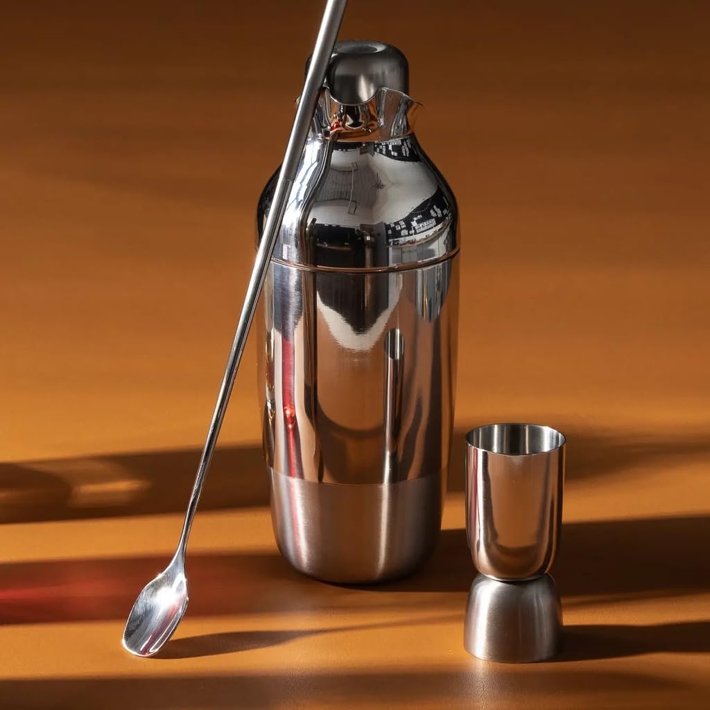 Craighill Mescola Ensemble Shaker à Cocktail En Acier Inoxydable De Qualité Supérieure Avec Shaker à Cocktail, Doseur Et Cuillère à Mélanger Lestée, Kit De Barman Avec Outils De Bar