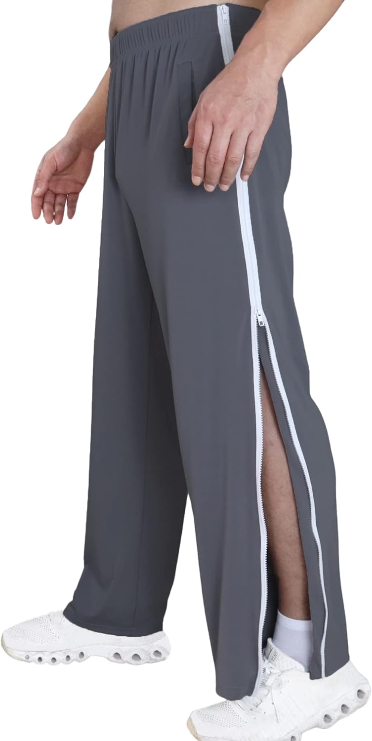 Tear Away Pants for Men Side Zipper Pants Zip Leg Sweatpants Breakaway Post Surgery Pants - Image 2