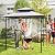 HAPPYGRILL 8 x 5 FT BBQ Grill Gazebo with 2 Side Shelves, Storage Basket, Hanging Hooks, Bottle Opener, Double-Tiered Top, Metal Frame, Outdoor Barbecue Canopy, Grilling Shelter for Patio Garden Yard