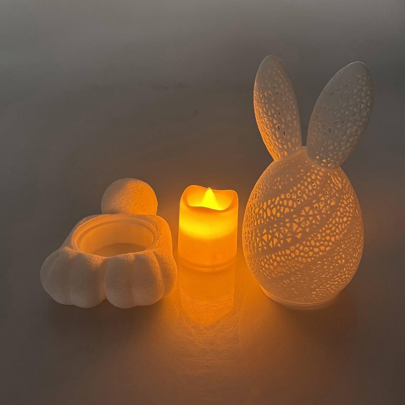 Easter Day Gift 3D Printed LED Easter Hollow Out Free Bunny Lamp Festival Atmosphere Bunny Party Decoration Ornament