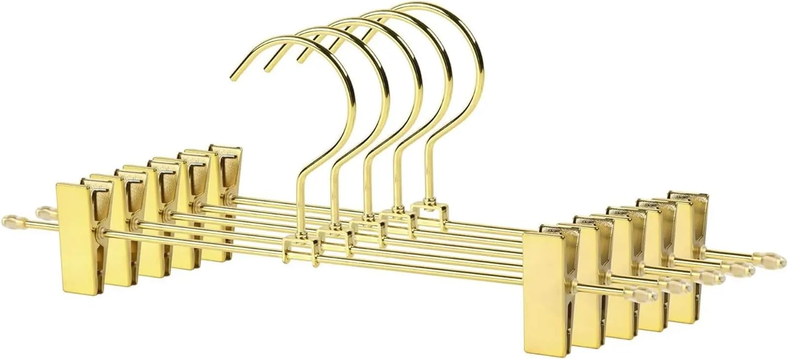 Confezione da 10-30 grucce in metallo resistenti for pantaloni e gonne, oro lucido, con clip antiscivolo regolabili e gancio girevole(Gold,30PCS)