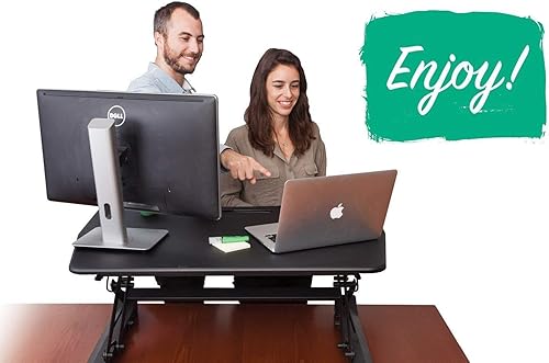 Miniatura 8 de Convertidor de Escritorio de Pie  Elevador de Escritorio de Trabajo de Sentarse a Pararse  Ajustable de 14.5 cm a 50 cm  Se Adapta a Monitor Dual -