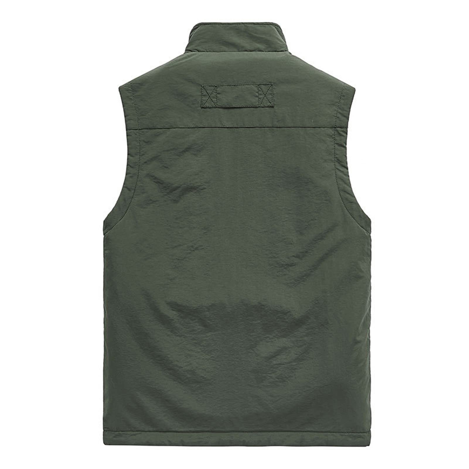 Chaleco de forro polar reversible con múltiples bolsillos para hombre Outwear al aire libre casual con cremallera chaleco de pesca chaqueta reporteros fotografía abrigo de viaje azul-4XL