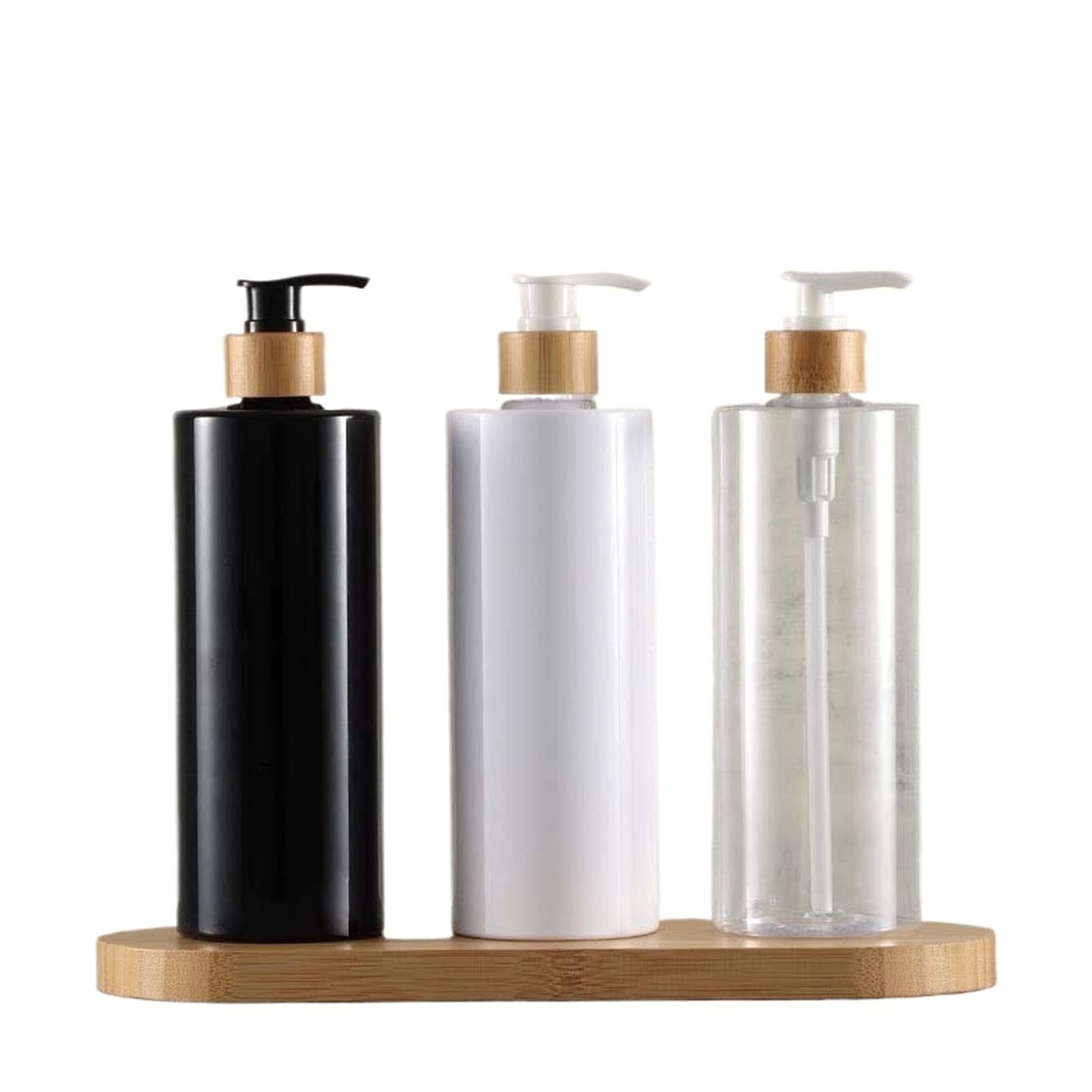 Pump Bottle Dispenser 300/500ML Bamboo Pump Dispenser Bathroom Dish Soap Bottle Lotion Refillable