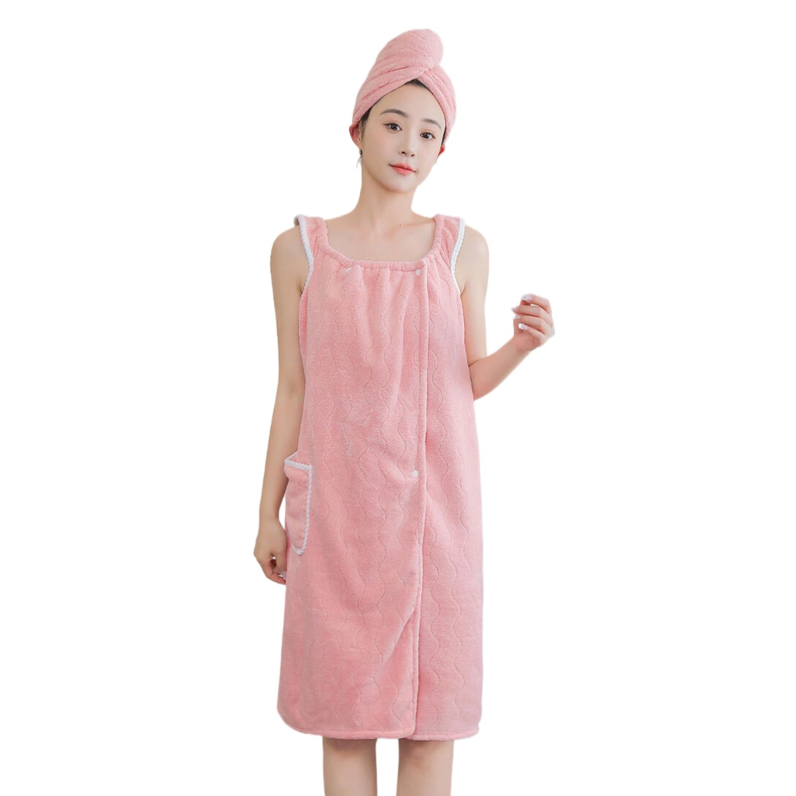 Womens Wearable Bath Towel Coral Soft Fleece Bathtub Shower Dress Bath Wrap Towel Bath Shower Cover Up Spa Beach Body Wrap