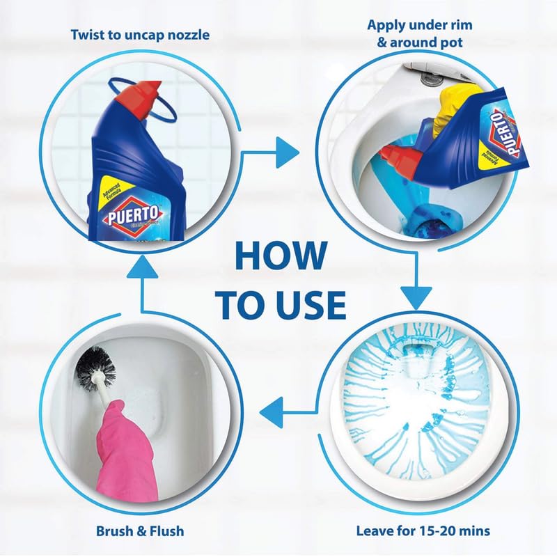 Image of Puerto Disinfectant Toilet Cleaner, Original- 250 ml (Pack of 4)|Cleans 99.9% Germs |Removes Toughest Stains | Provides Long Lasting freshness