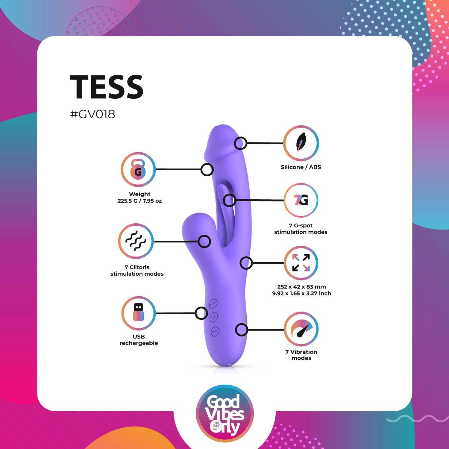 Good Vibes Only Vibratore Tess Rabbit con stimolatore G-Spot