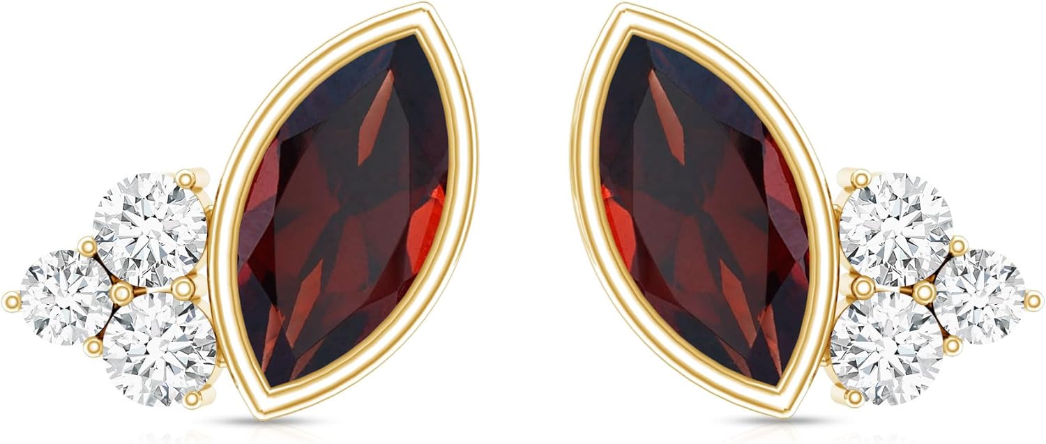 Sterling Silver Women's Marquise Stud Earrings With Diamonds | AAA Quality - Gift For Special Occasions