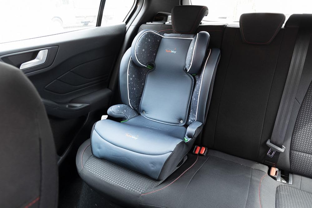Siège Auto Avec Fixation ISOFIX Pour La Sécurité Des Enfants D'une Hauteur De 100 à 150 Cm Avec Graphismes Sur Fond Gris