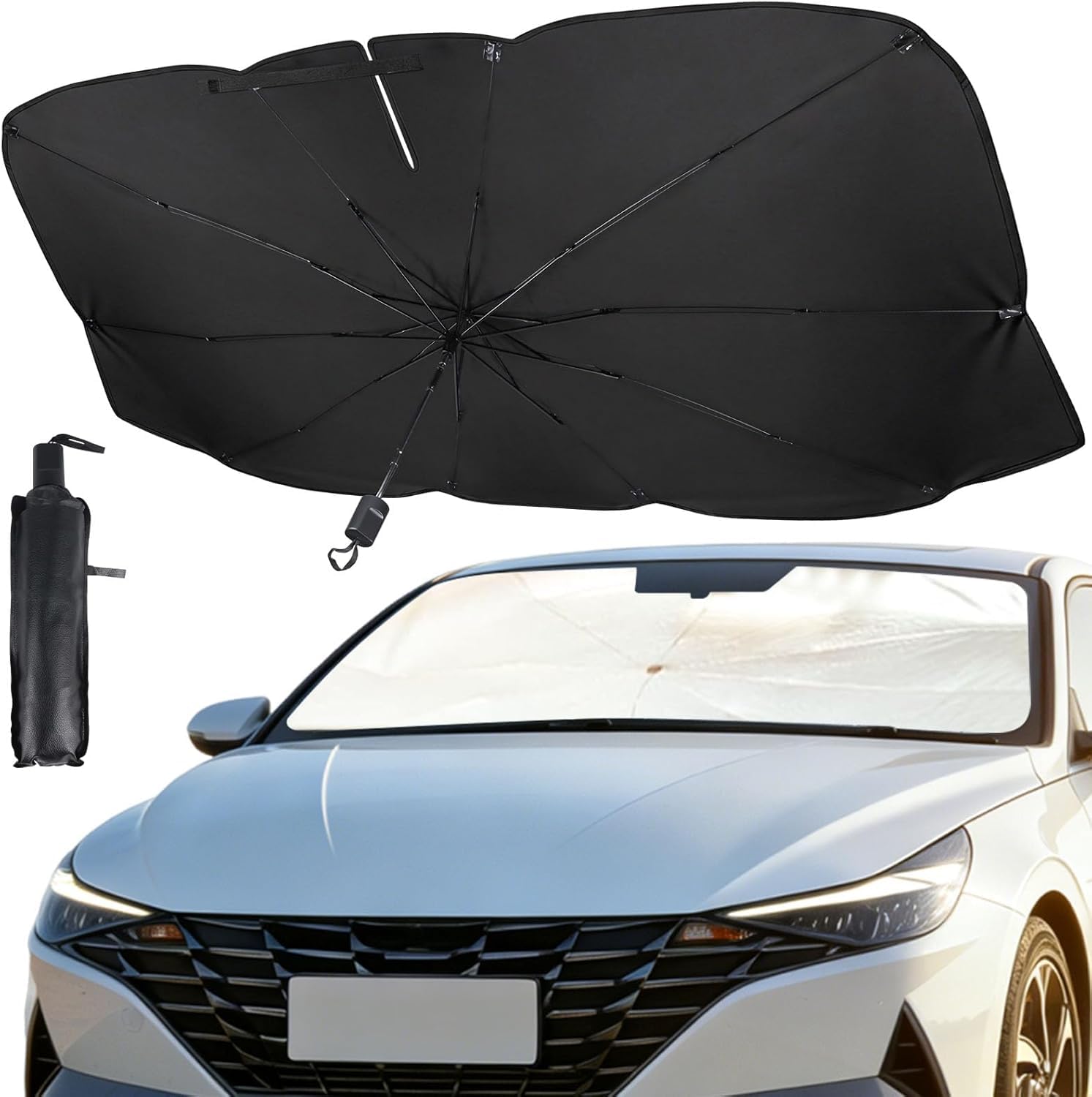 JIAHAI Car Windscreen Sun Shade Umbrella for Mercedes Benz EQ EQB SUV EQB 250 / EQB 300/ EQB 350 4MATIC SUV, Car Windshield Cover, Sunshade for Car Windshield Foldable Umbrella, Cover Visor Sunshades