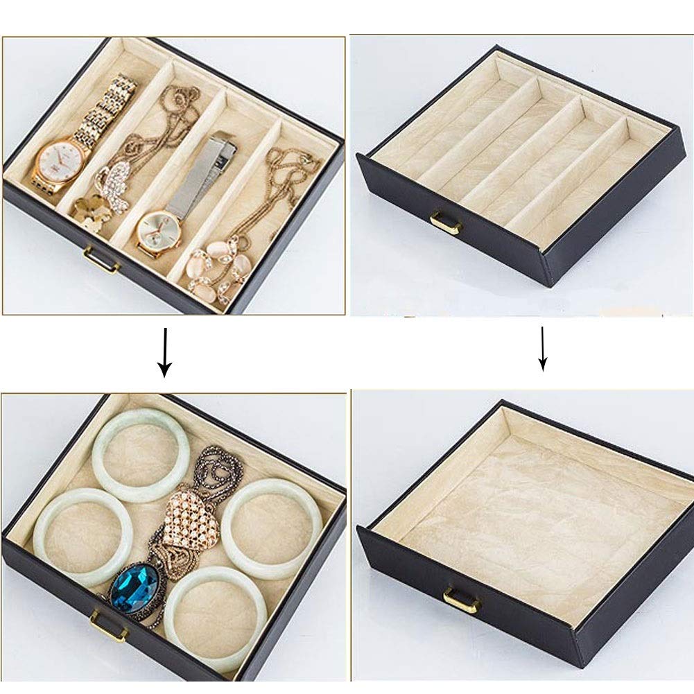 Joyero de Piel sintética con Seis Pisos, Estilo Princesa de Gran Capacidad con Espejo, Caja de Almacenamiento versátil para Joyas, joyero para Mujer (Color: Negro)