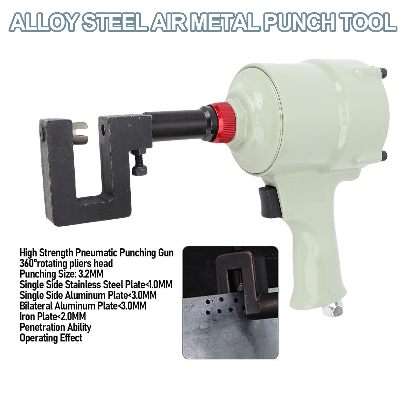 Pneumatyczny dziurkacz pneumatyczny, narzędzie do dziurkowania metalu do blachy ze stali nierdzewnej, blachy aluminiowej, pistolet do wykrawania, dziurkacz do drzwi, biura i domu