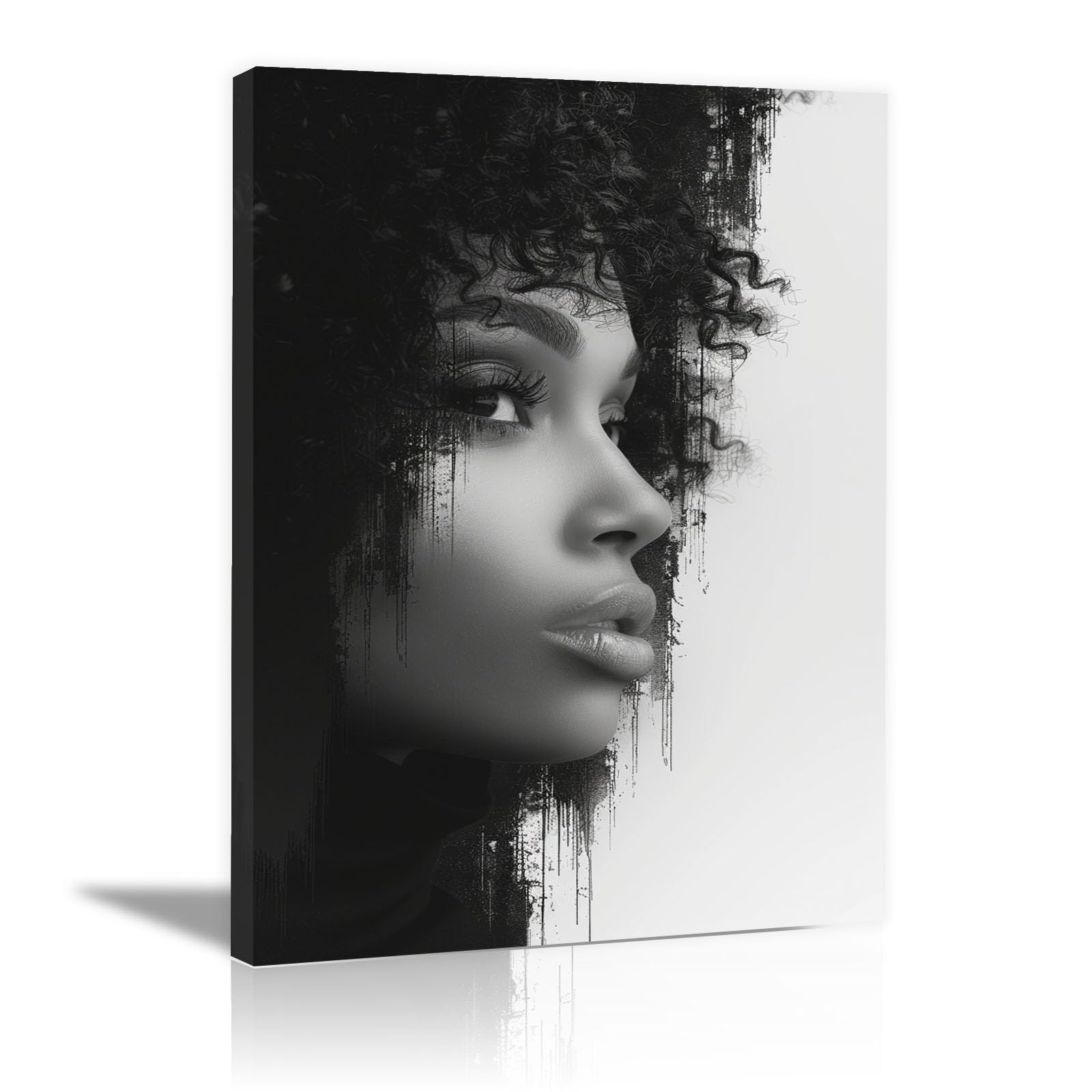 TERUEA Funny Bathroom Wall Art Print Black and White Woman Portrait Vintage Humor Wall Art Poster for Bathroom Toilet Decor(Black)-70x100cm Framed