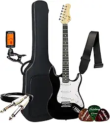 Kit Guitarra Elétrica Bravo Beg100 Strato Série Coldguitar + Acessórios (Black)
