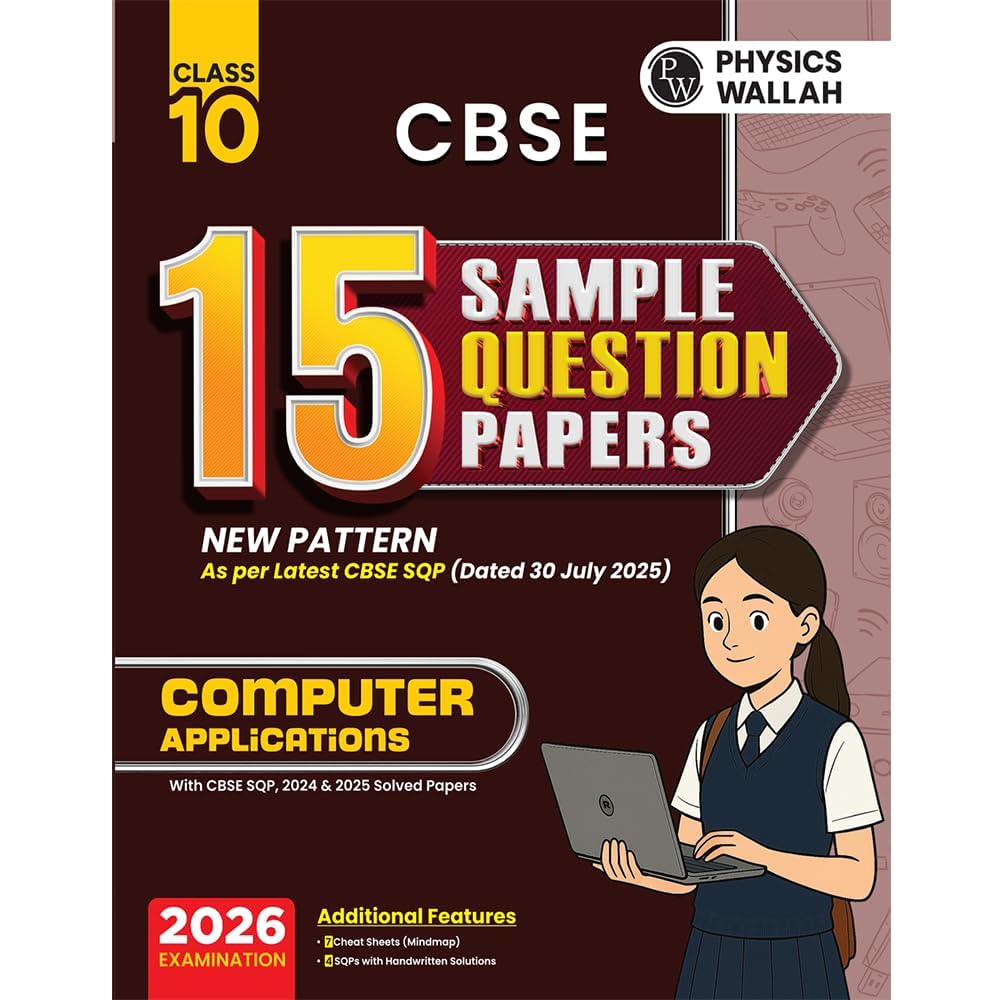Image of PW CBSE Class 10 Computer Application Sample Papers 2026 | 15 Papers + 2025 Solved Paper, Mind Maps & Stepwise Marking