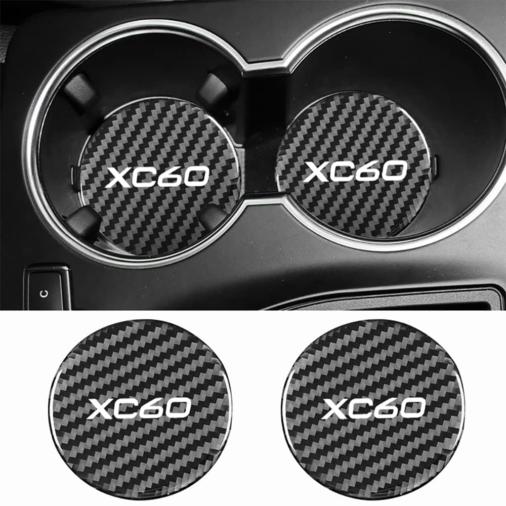 Set van 2 onderzetters voor Volvo XC40 XC60 XC90 V40 V60 S40 S60 S80 S90 antislip bekerhouder inzet waterbeker mat vuilafstotend interieur,E-normal