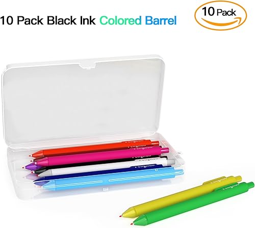 Miniatura 2 de Paquete de 10 bolígrafos de gel de tinta negra, punta fina de 0.020 in, tinta de secado rápido, agarre suave al tacto, bolígrafo retráctil, barril